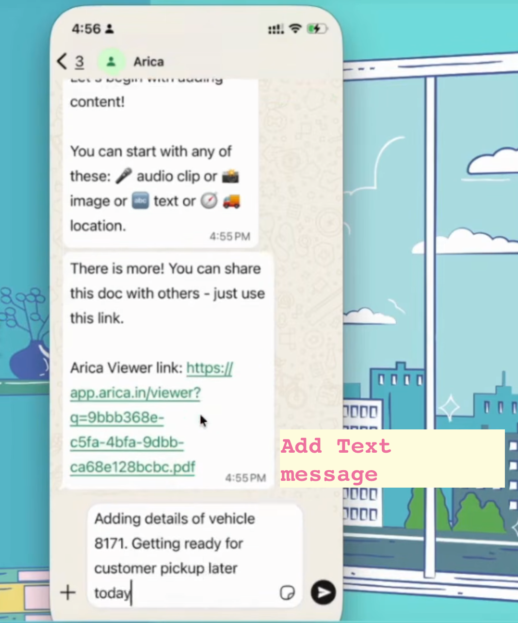 Add content 'Text' to handover document