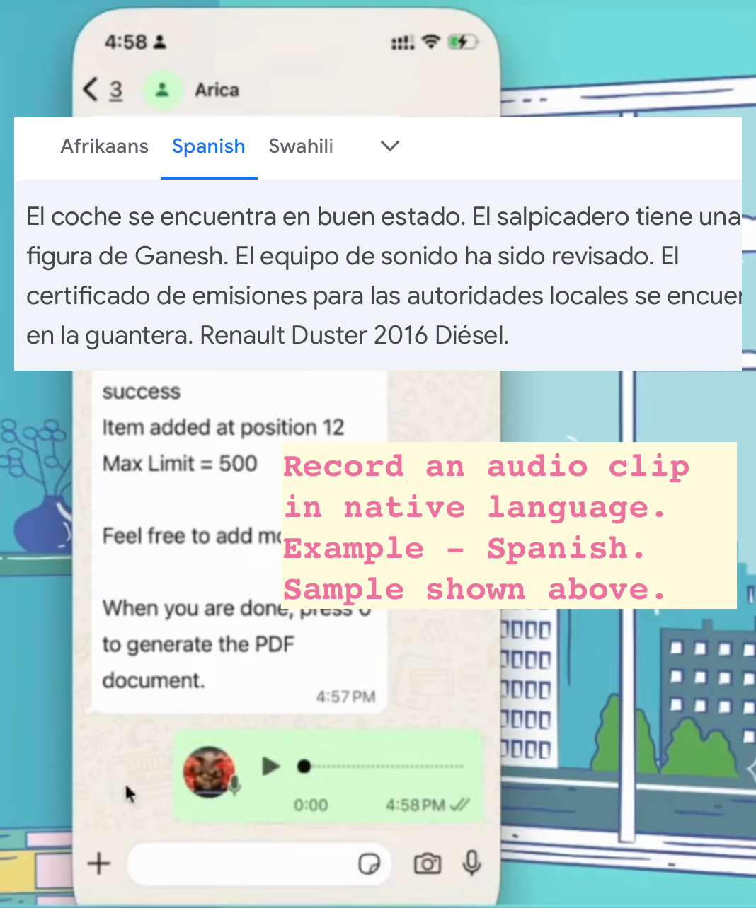 Add content 'Audio' to handover document