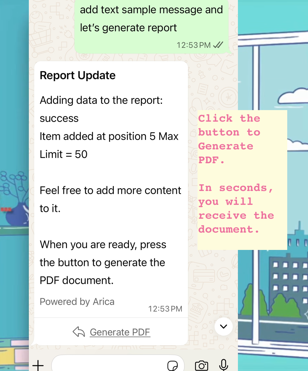 Generate PDF document with Arica